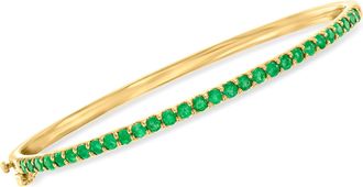 Ross-Simons Emerald Bangle Bracelet in 18kt Gold Over Sterling