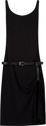 Coperni Black Sleeveless Fitted Ruched Mini Dress