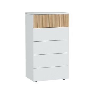 Dmora Cajonera Dorig, Cajonera Con 5 Cajones, Tocador Para Dormitorio, C&oacute;moda Moderna, 61x40h109 Cm, Blanco Y Roble - Dmora