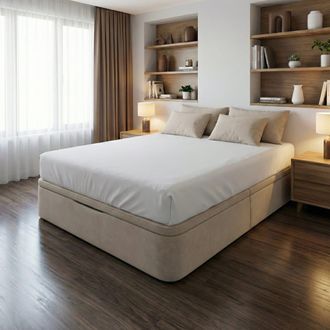 BeZen Canap&eacute; abatible en tela beige con montaje 135x190 cm