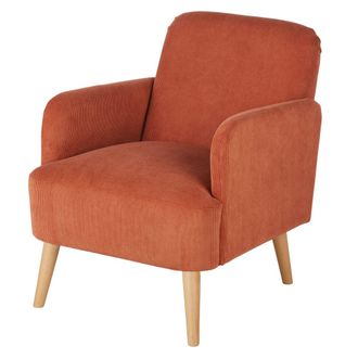 Maisons du monde Sill&oacute;n de pana naranja con patas de madera