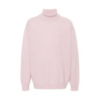 Dries Van Noten Turtlenecks, male, Pink, Size: M Light Pink Merino Wool Knit Sweater