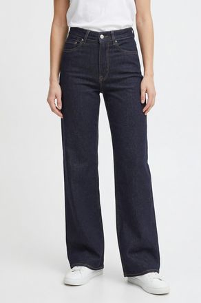 Only High-waist-Jeans ONLY ONLMADISON BLUSH HW WIDE DNM REA024 NOOS, Damen, Gr. XL (42), L&auml;nge 32, dunkelblau denim detail:rinse, Denim/Jeans, Obermaterial