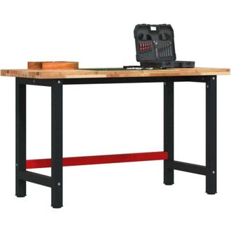 vidaXL Banco De Trabajo Madera Maciza Acacia Rectangular 140x60x83 Cm Vidaxl