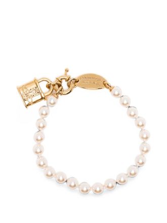 Vivienne Westwood Gold Pearl Chain Padlock Charm Bracelet