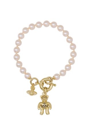Vivienne Westwood Ruby Teddy Pearl Bracelet - Gold - One Size