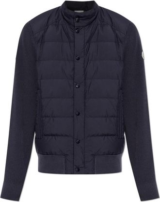 Moncler Cardigan met Gewatteerd Voorpand - Heren - Vesten - Blauw - XL - Katoen - Truien & Vesten