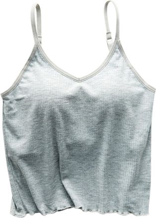 Generic CGGMVCG Camisoles for Women Cropped Tank Tops Basic Ribbed Cami Shirts with Built in Bra Adjustable Spaghetti Strap Sleeveless Base Layer Undershirt, 