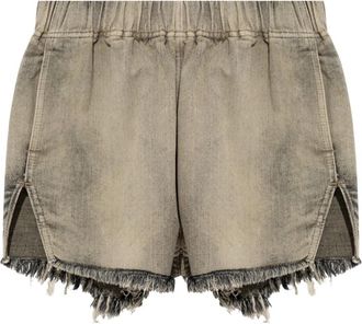 Rick Owens Shorts met rafelzomen - Dames - Denim shorts - Grijs - S - Katoen - Korte Broeken