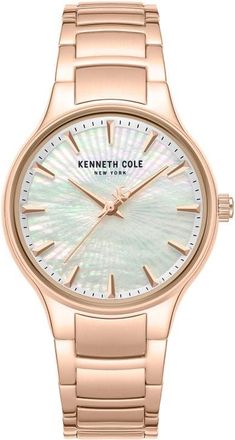Kenneth Cole Mother-of-Pearl Dial Bracelet Watch, 34mm in Pink /Rose Gold at Nordstrom