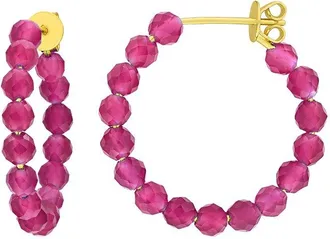 Rina Limor Silver 2.02 Ct. Tw. Lab-Grown Created Ruby Hoop Earrings