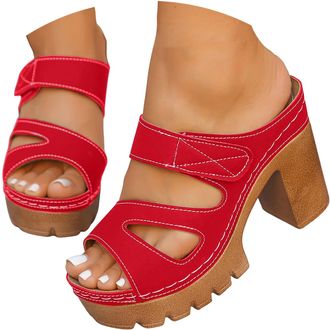 Generic Womens Platform Sandals Heels for Women 2026, Slide On Block Chunky High Heels Open Toe Wedge Sandals Beach Heeled Mule Walking Slide Sandals