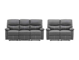 VENTE-UNIQUE.COM Piel sint&eacute;tica 5 plazas gris 183x90cm