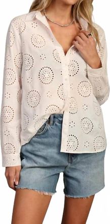 True Grit Elle Button Up Top In Vintage White