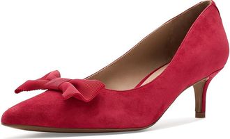 Lauren Ralph Lauren Adrienne Bow-Trim Suede Pumps Womens Sandals Festive Red : 5.5 B - Medium, Leather