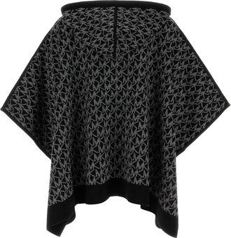 Michael Kors Womens Embroidered Wool Blend Poncho Blackwhite Exterior: Nyon Elastane Cappotti Coat