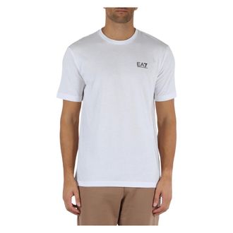 Emporio Armani T-Shirts, male, White, Size: 3XL Cotton Logo Print T-shirt
