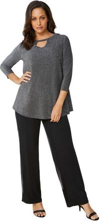 Jessica London Keyhole Shimmer Tunic in Black Shimmer at Nordstrom, Size 16