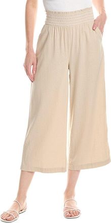 NVLT Nvlt Smocked Waist Linen-Blend Cropped Pant