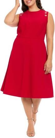 London Times Grommet Sleeveless Midi Dress in Baroq Ruby at Nordstrom Rack, Size 20W