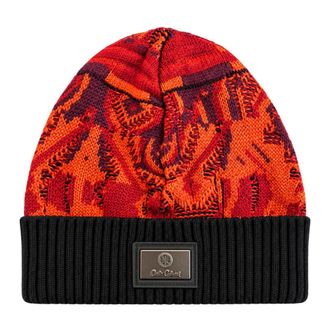 Carlo Colucci Geribbelde muts met omslag - unisex - Accessoires - Rood - Maat: ONE Size