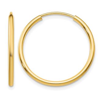 Diamond2Deal 14k Gold 1.50mm Polished Round Hoop Earrings 20 mm