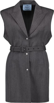 Prada Mouwloos Vest - Dames - Gillet - Grijs - XS - Wol - Kostuums