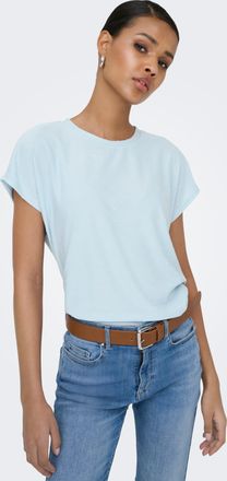 Only Kurzarmshirt ONLY ONLMOLLY S/S O-NECK DOBBY TOP JRS, Damen, Gr. XL, winter sky, Jersey, Obermaterial: 80% Polyester, 20% Viskose, unifarben, regular f
