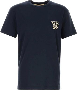 Valentino Garavani Katoenen T-shirt met VG Patch - Heren - T-shirts - Blauw - S - Katoen - Tops