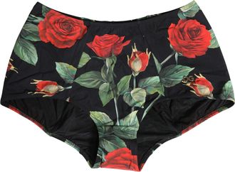 Dolce & Gabbana Black Rose Print High Waisted Girdle Womens Underwear