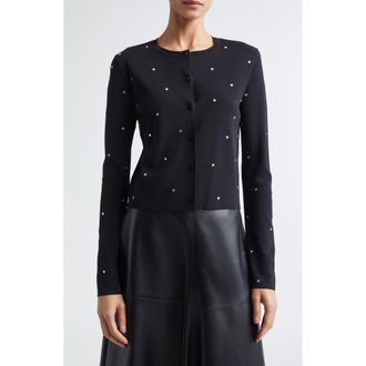 Altuzarra Dorrie Crystal Embellished Cardigan in Black at Nordstrom, Size X-Small