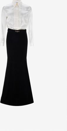 Elisabetta Franchi Langes Kleid aus Satin und Samt Red Carpet