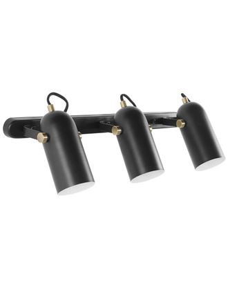 Beliani L&aacute;mpara de 3 focos ajustable metal negro