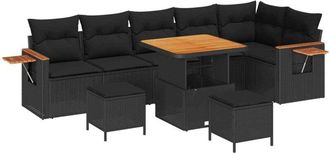 vidaXL Garden Sofa Set with Cushion 11 pcs Black Poly Rattan vidaXL