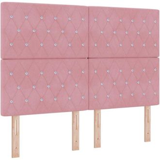 vidaXL Cabecero De Terciopelo Argyle Manual Rosa 140 Cm Terciopelo Vidaxl