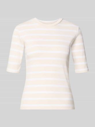 Christian Berg Basic T-Shirt Ringel O-Neck in Ecru, Gr&ouml;&szlig;e XXL