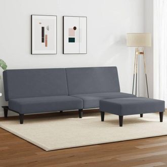 vidaXL Vidaxl - Sof&aacute; Cama De 2 Plazas Con Taburete Terciopelo Gris Oscuro
