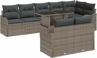 vidaXL Vidaxl - Conjunto De Sof&aacute; De Jard&iacute;n Manual 9 Pcs Gris 100 X 55 X 73 Cm