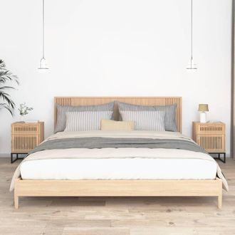 vidaXL Vidaxl - Mesitas Noche 2 Uds Hierro Y Madera Contrachapada 40x30x55,5 Cm
