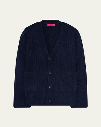 The Elder Statesman Cozy Rib Relaxed Cashmere-Silk Cardigan