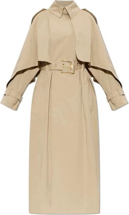 Balmain Lange Gabardine Trenchcoat van Katoen - Dames - Trenchcoats - Beige - 2XS - Katoen - Jassen