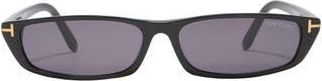 Tom Ford 59mm Slim Rectangle Sunglasses in Shiny Black /Smoke at Nordstrom Rack