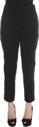 Ermanno Scervino Zwarte Capri Cropped Broek van Katoenmix - Dames - Slim Fit Broeken - Zwart - XS - Katoen - Broeken