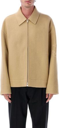 Jil Sander Beige Logo-detail Zip-front Jacket