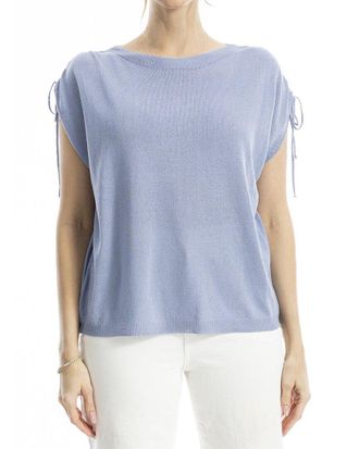 Max Studio Drawstring Sleeve Linen-Blend Top