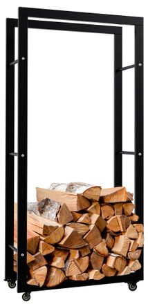 Clp Soporte Para Le&ntilde;a Keri Con Ruedas Negro 25x60x125 Cm
