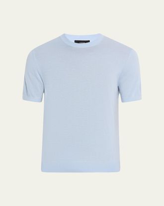 Vince Mens Featherweight Wool-Cashmere Short-Sleeve Crewneck Sweater