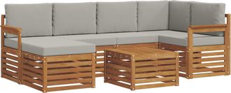 vidaXL Conjunto De Sof&aacute;s De Exterior 7 Uds. Gris Natural Y Claro Vidaxl