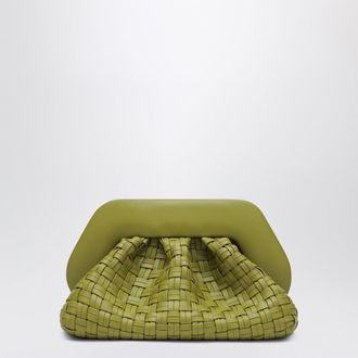 Themoirè Kiwi Colored Braided Clutch Tia