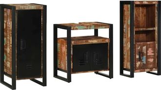 vidaXL Juego De Muebles De Ba&ntilde;o 3 Uds. Multicolor Y Negro Vidaxl